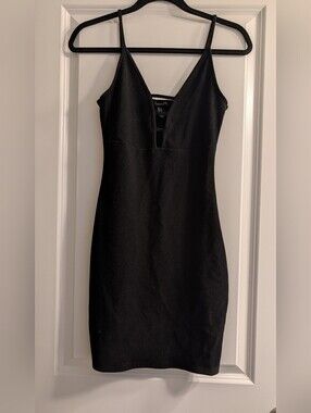 Forever 21 Black Spaghetti Strap V-Neck Mini Dress
